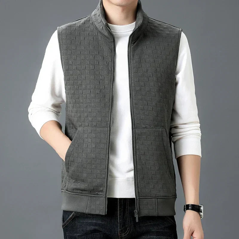 Vest - Raised Grid Texture & Full Zip For Warm Layering