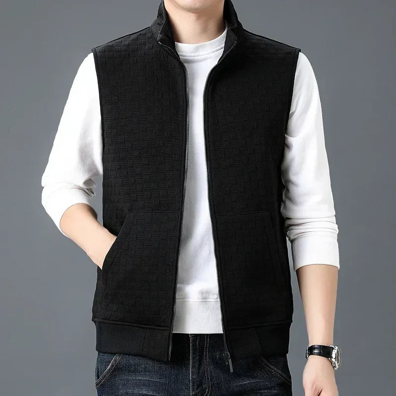 Vest - Raised Grid Texture & Full Zip For Warm Layering