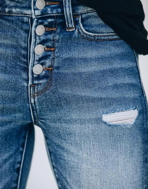 Women's Slim Fit Ripped Denim Jeans-5