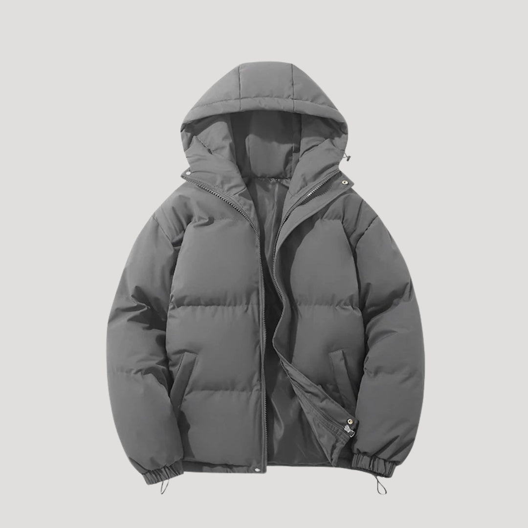 Women's Black Puffer Jacket with Hood for Winter 0
