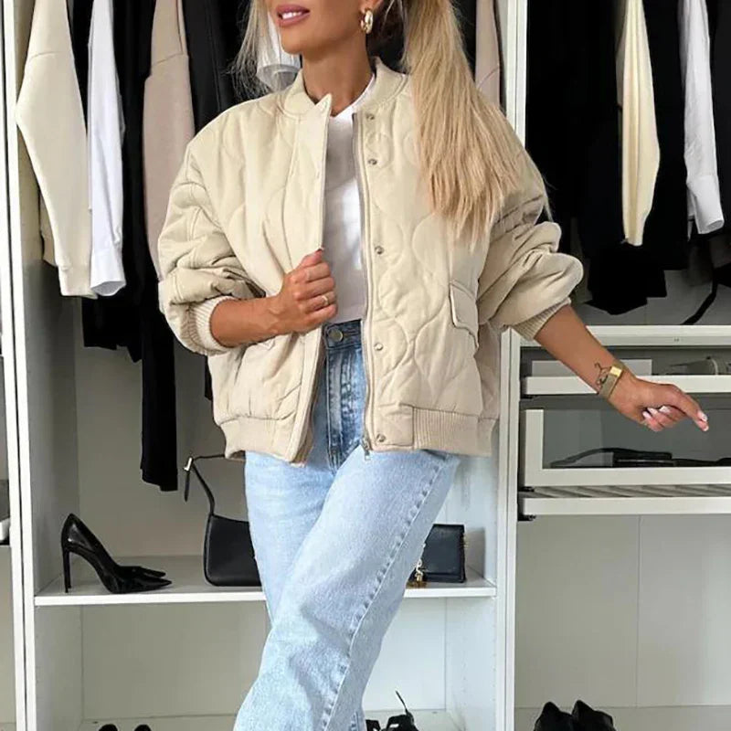 Women's Bomber Jacket - Trendy Relaxed Fit Outerwear 0