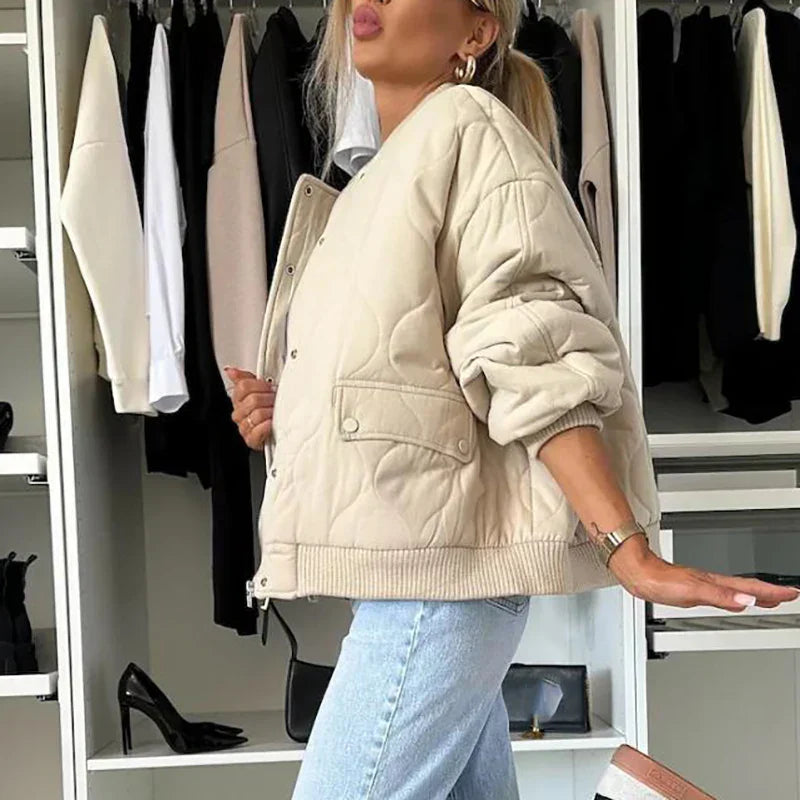Women's Bomber Jacket - Trendy Relaxed Fit Outerwear 1