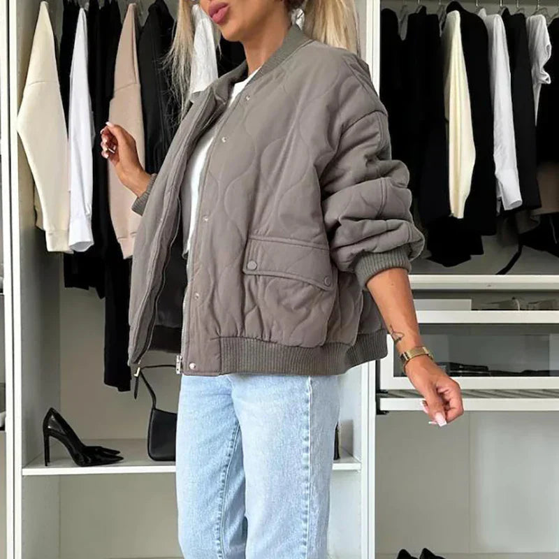 Women's Bomber Jacket - Trendy Relaxed Fit Outerwear 4