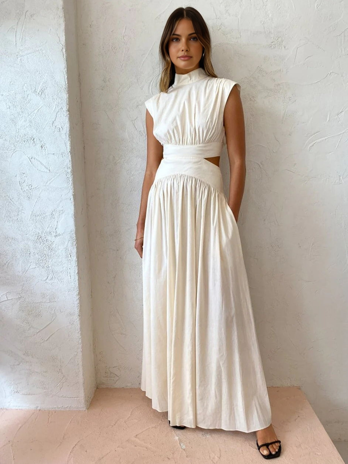 Women's Elegant Cut-Out Maxi Dress for Summer Occasions 0