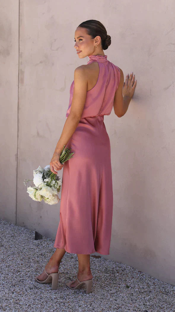 Women's Elegant Neckholder Satin Maxi Dress 5