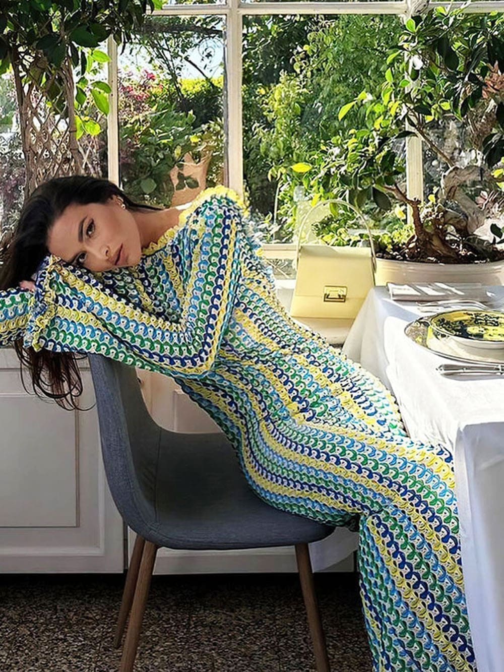 Women's Long Sleeve Dress with Unique Pattern 1