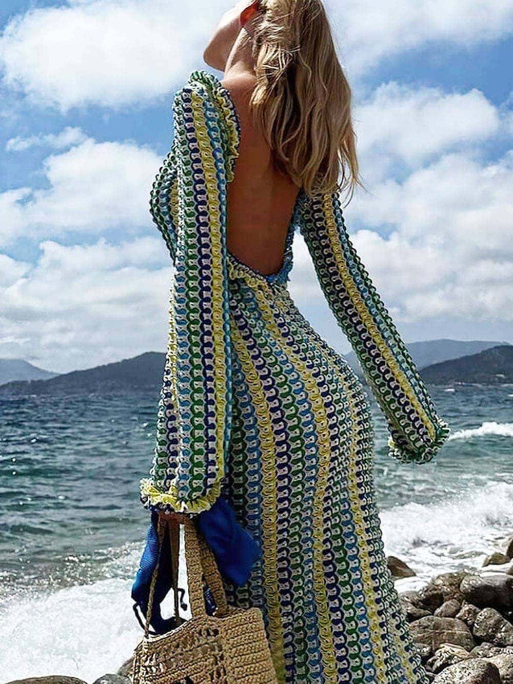 Women's Long Sleeve Dress with Unique Pattern 3