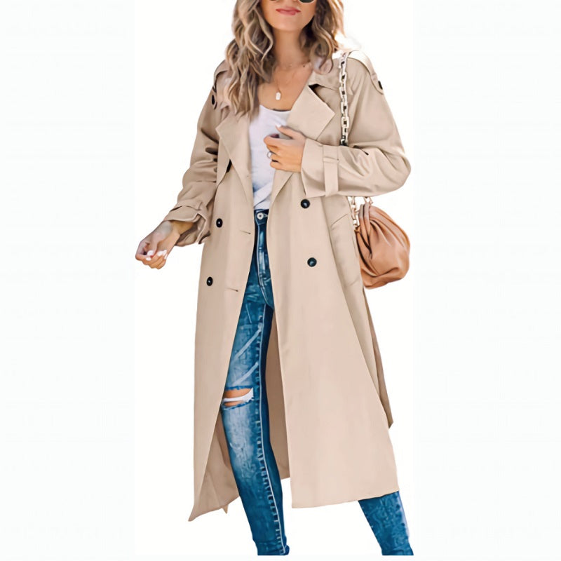Women's Long Trench Coat - Lightweight & Versatile Design 3