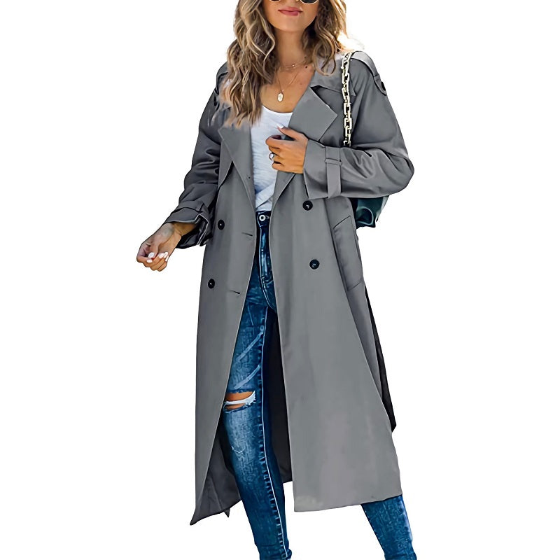 Women's Long Trench Coat - Lightweight & Versatile Design 4
