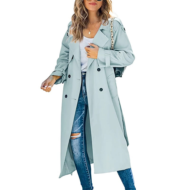 Women's Long Trench Coat - Lightweight & Versatile Design 5