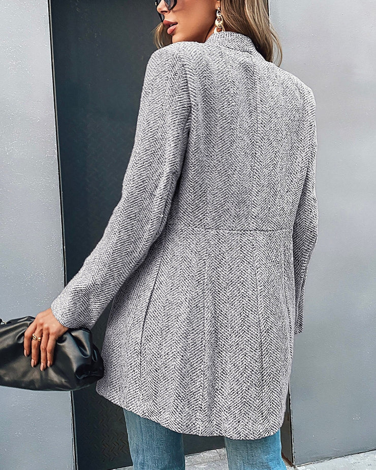 Women's Long Wool Blazer with Stylish Design 3