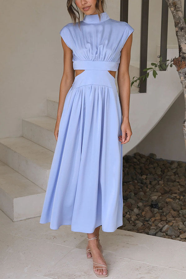 Women's Midi Dress with Cut-Out and Pockets 10