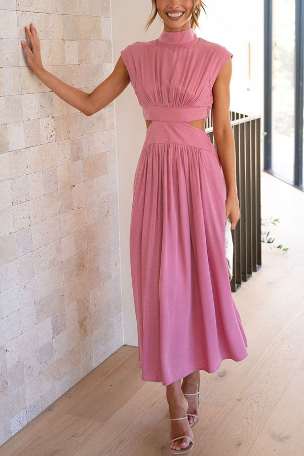 Women's Midi Dress with Cut-Out and Pockets 12