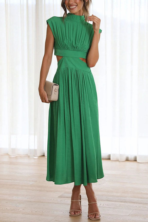 Women's Midi Dress with Cut-Out and Pockets 4