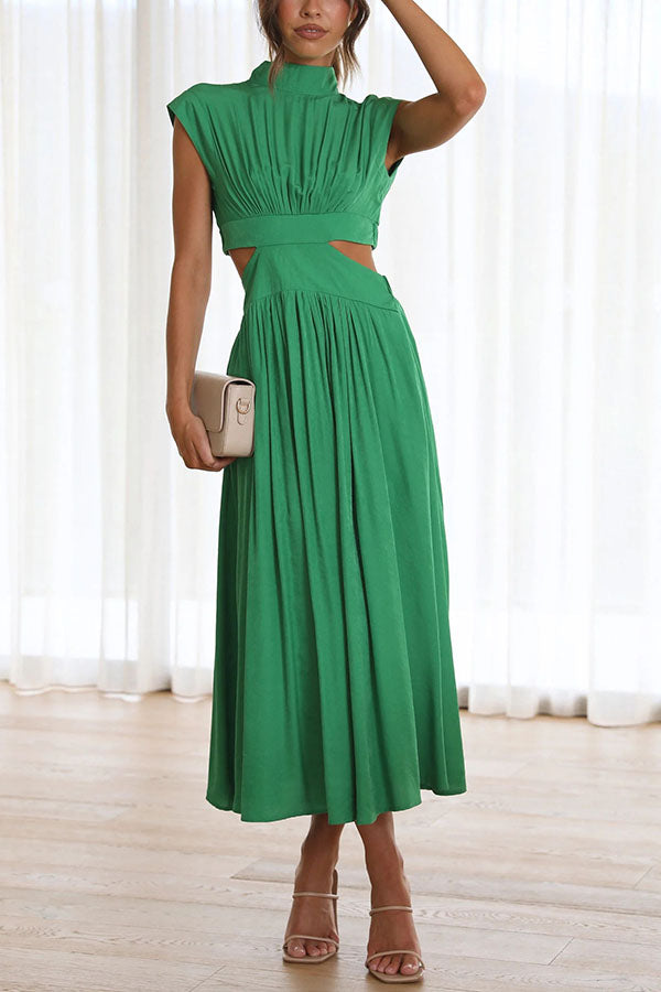 Women's Midi Dress with Cut-Out and Pockets 5