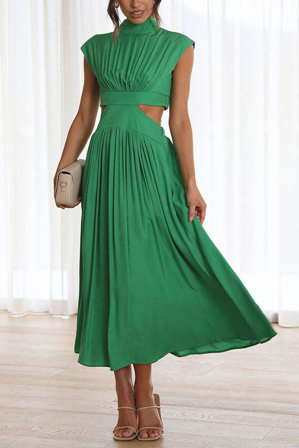 Women's Midi Dress with Cut-Out and Pockets 6