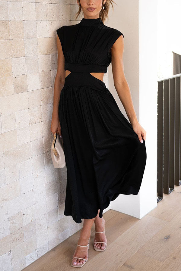 Women's Midi Dress with Cut-Out and Pockets 8