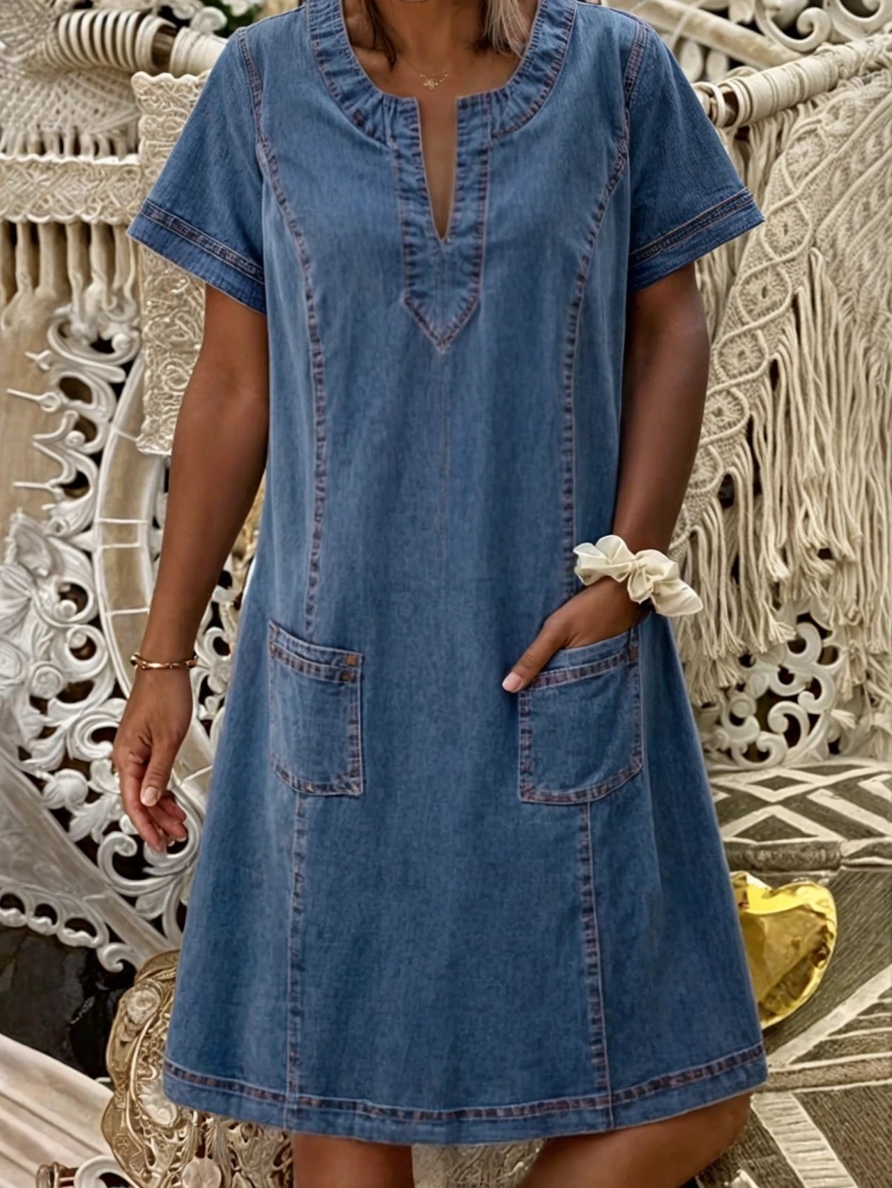 Women's Plus Size Elegant Denim Dress 5