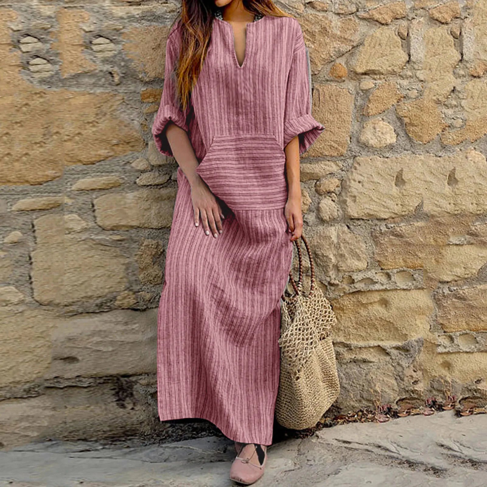 Women's Vintage Striped Maxi Dress 1