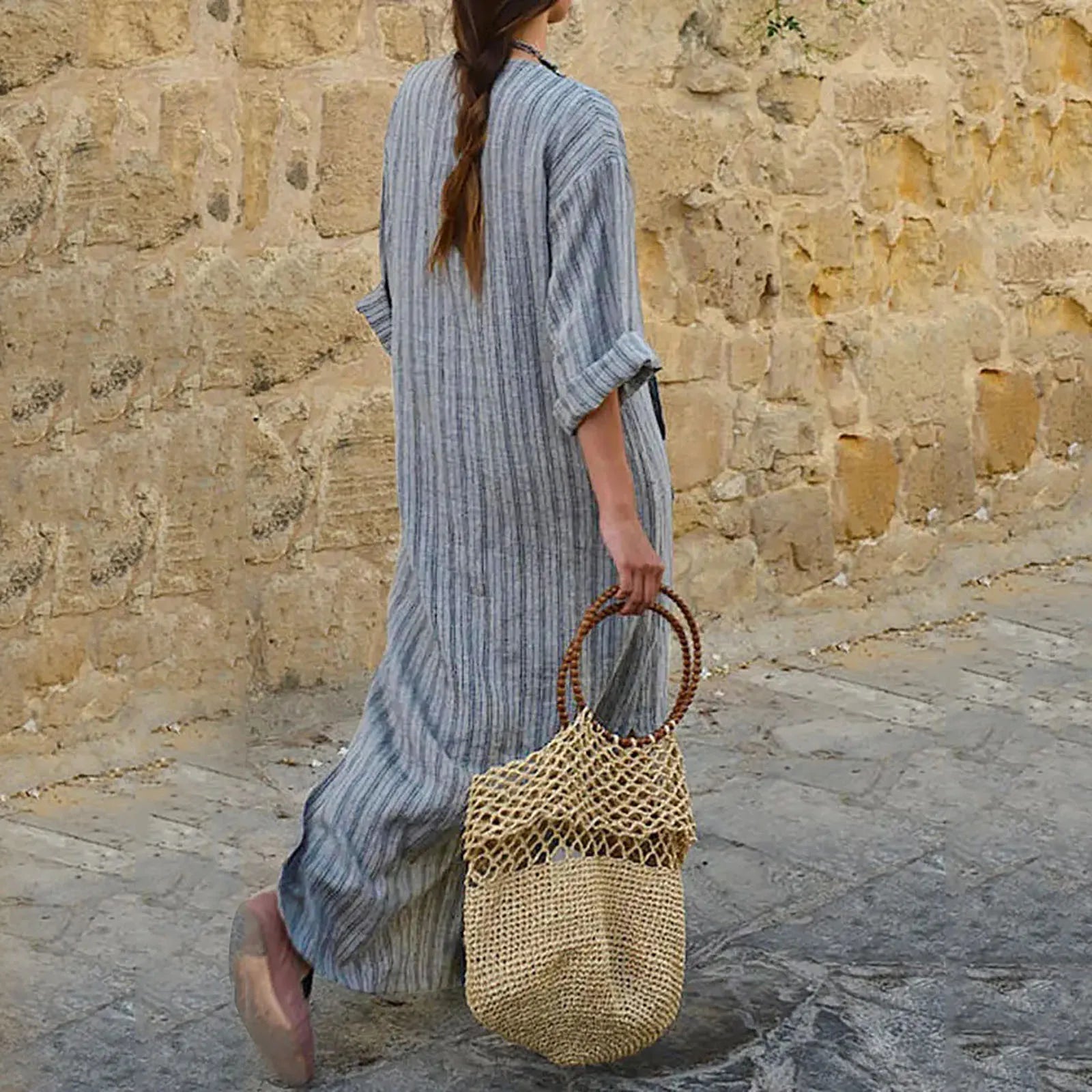 Women's Vintage Striped Maxi Dress 3