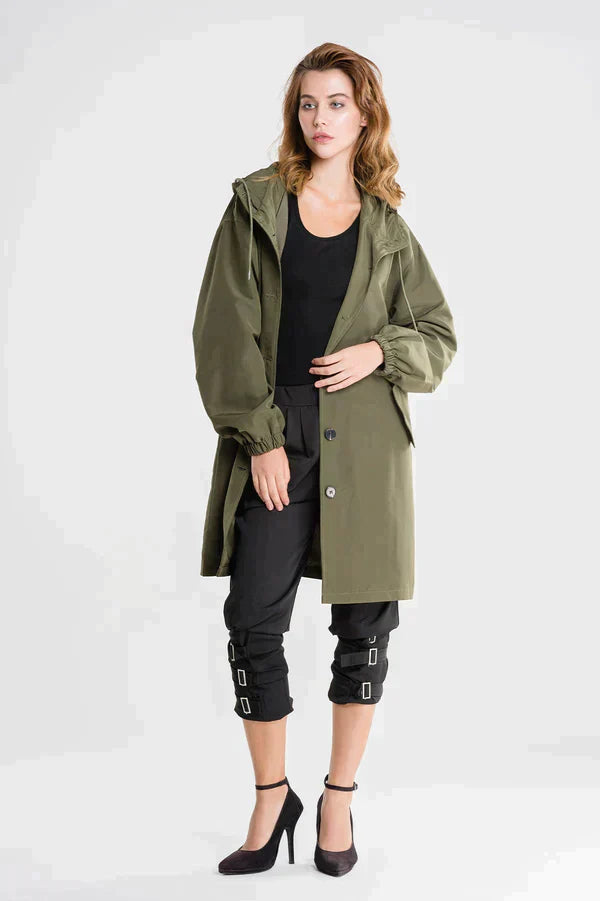 Women's Waterproof Jacket with Hood and Buttons 10