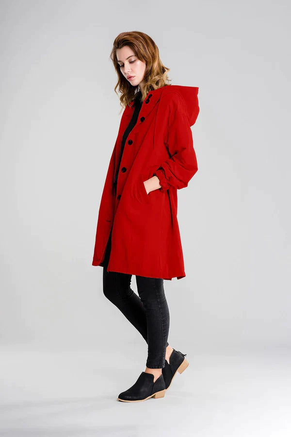 Women's Waterproof Jacket with Hood and Buttons 11