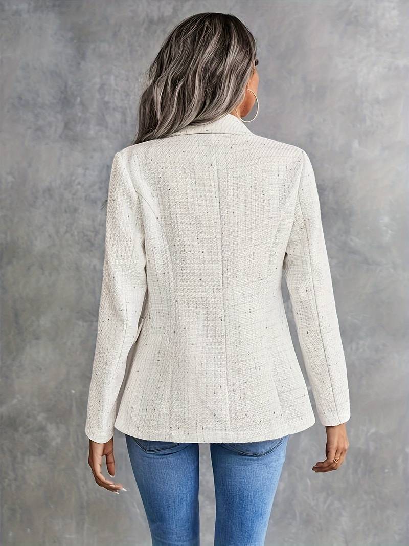 Women's Cotton Blazer with Lapel Collar-3