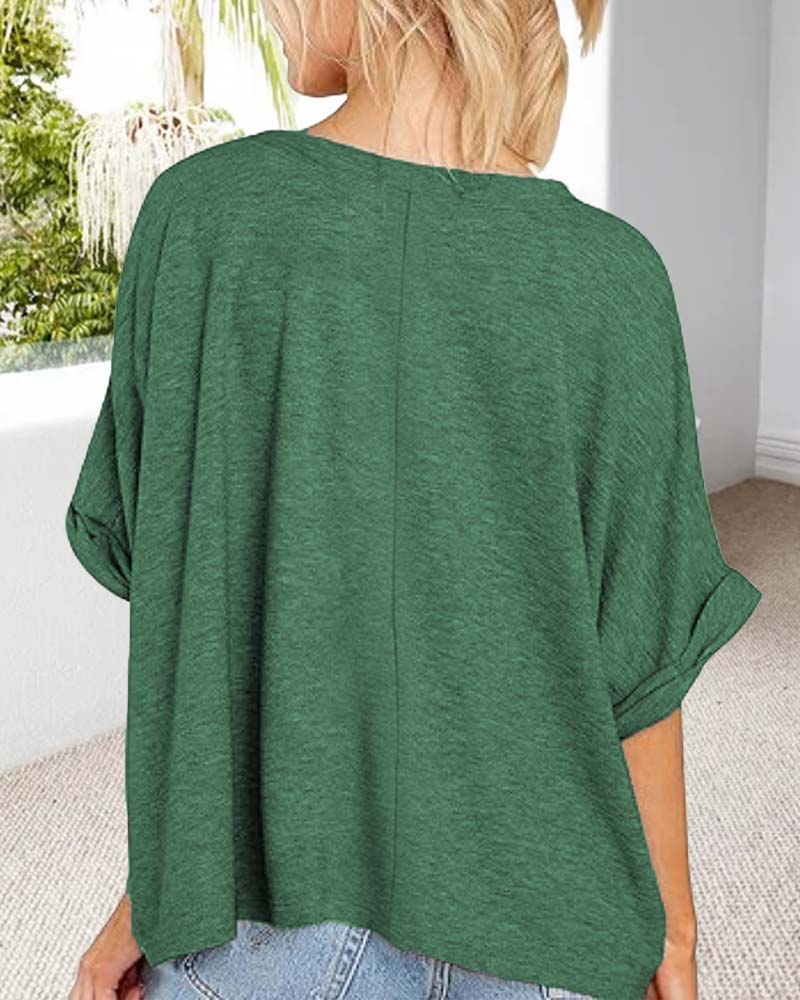 Women's Cotton Casual V-Neck T-Shirt-6
