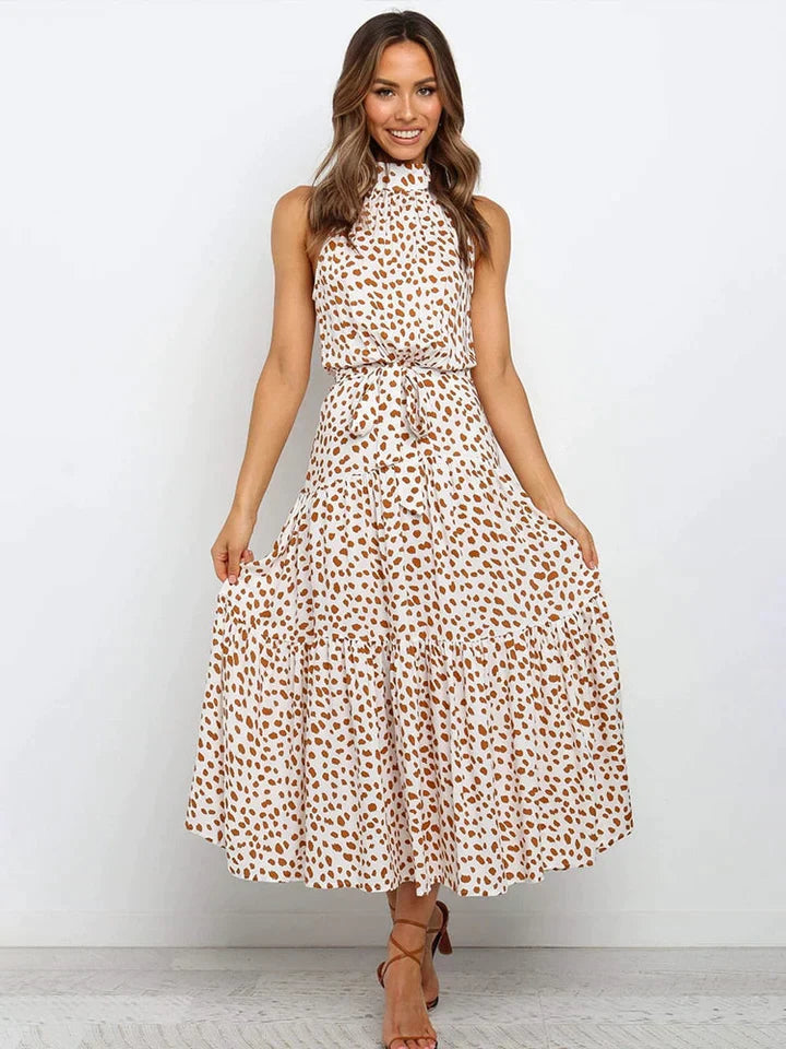 Women's Cotton Summer Dress Halter Slim Fit-5