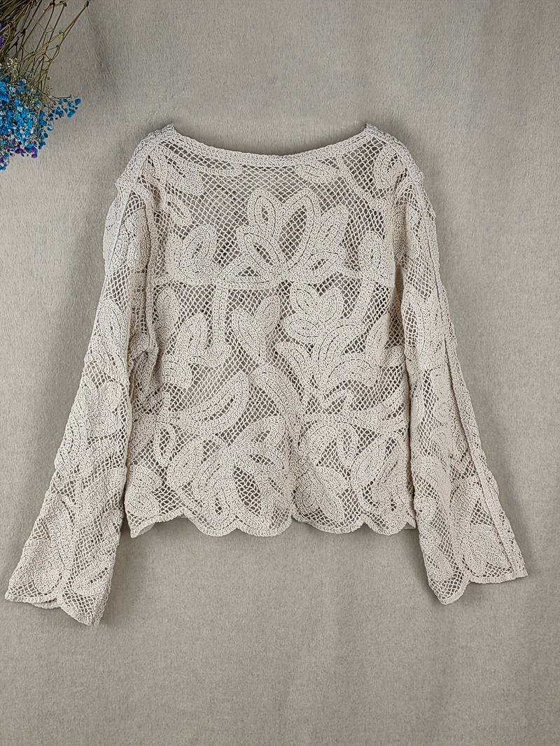 Women's Lace Blouse Long Sleeve Floral-2