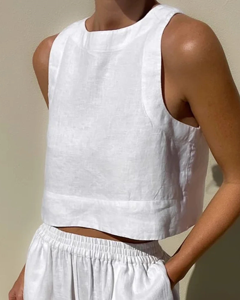 Women's Linen Loungewear Two-Piece Set-6