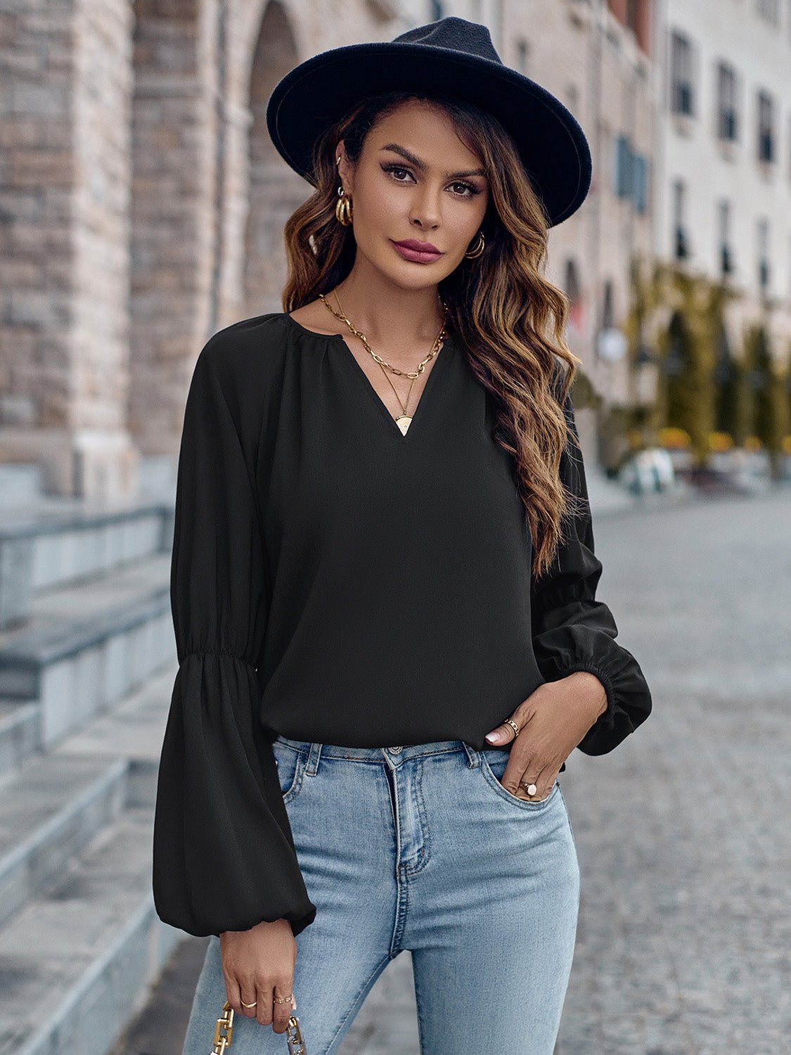 Women's V-Neck Loose Fit Sweater 1