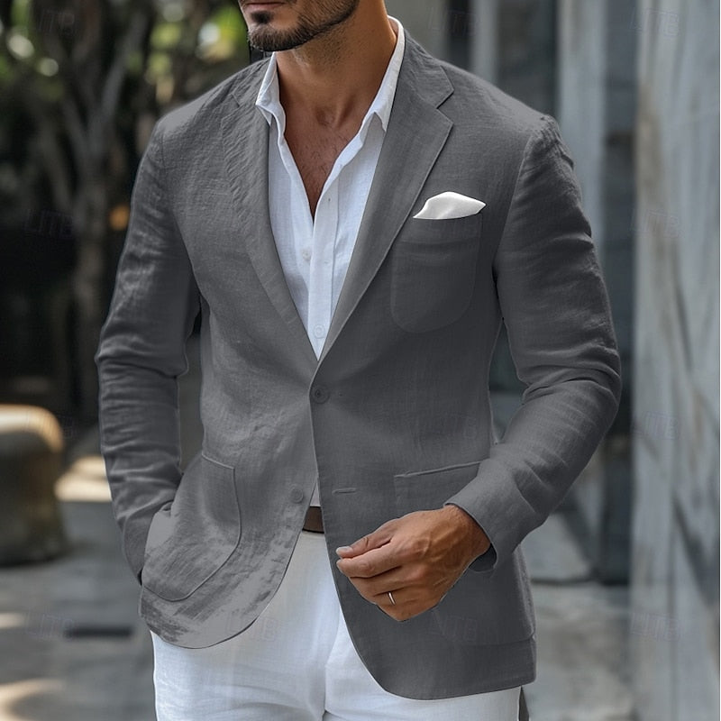 Men's Linen Blazer Jacket-4