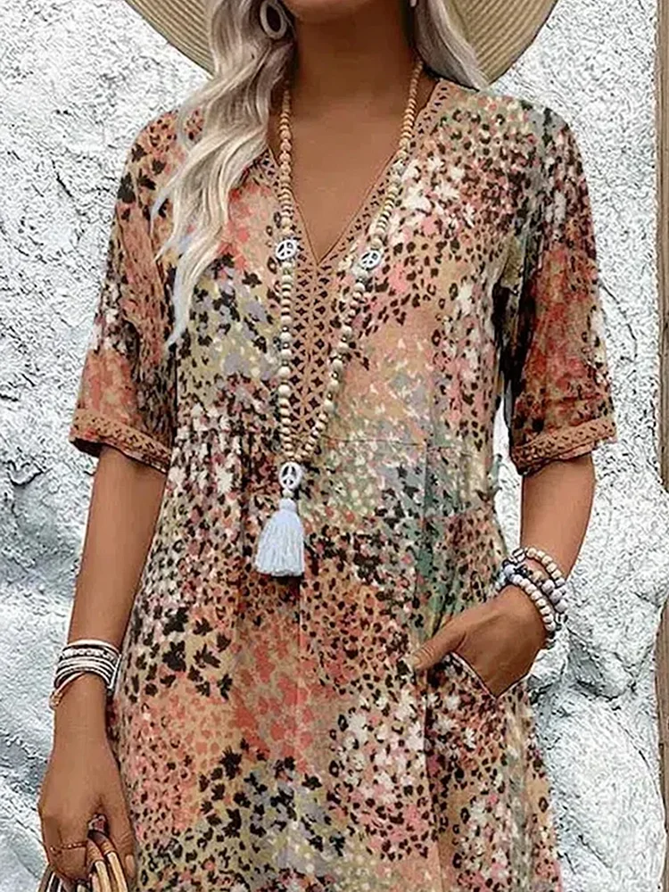 Women's V-Neck Midi Dress for Summer 6