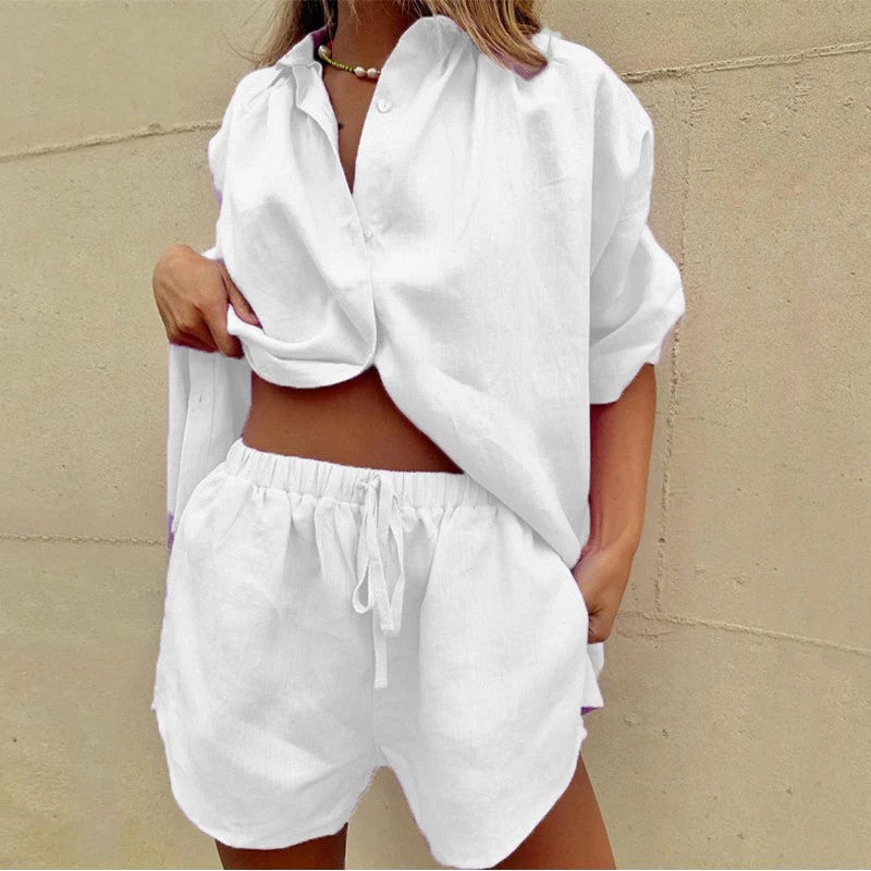 Women's Cotton Blouse and Pants Set-3