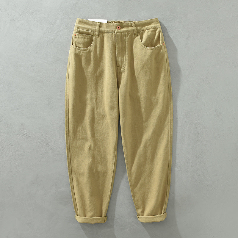 Men's Cotton Casual Pants with Adjustable Waistband-3