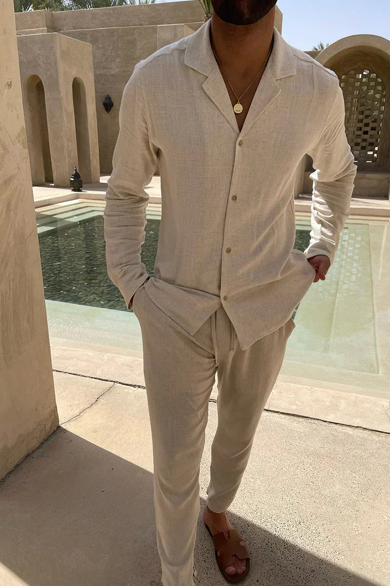Men's Linen Shirt and Pants Set 1