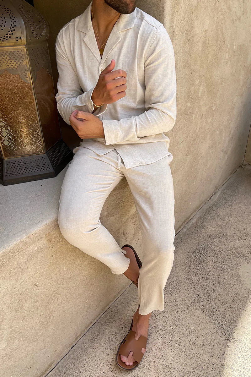 Men's Linen Shirt and Pants Set 4