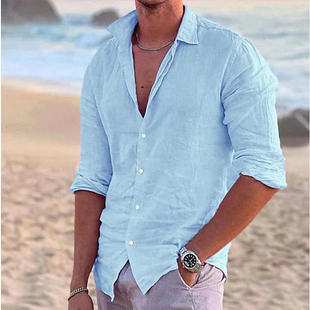 Variant image for Men's Linen Shirt Relaxed Fit-13