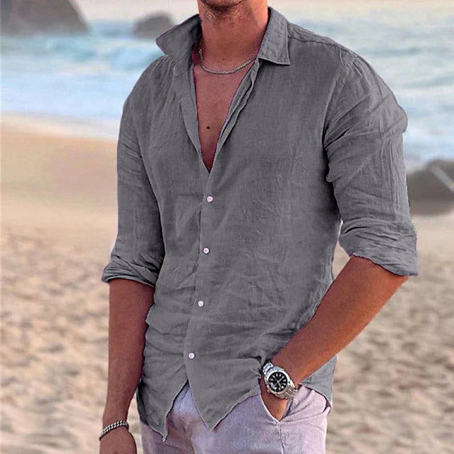 Variant image for Men's Linen Shirt Relaxed Fit-19