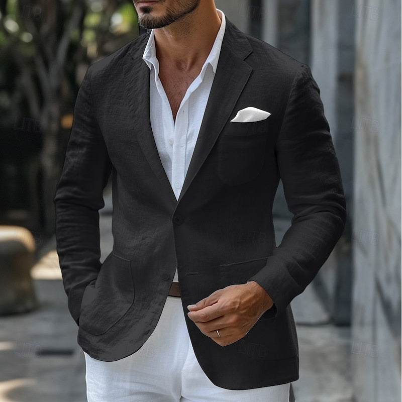 Men's Linen Blazer Jacket-5