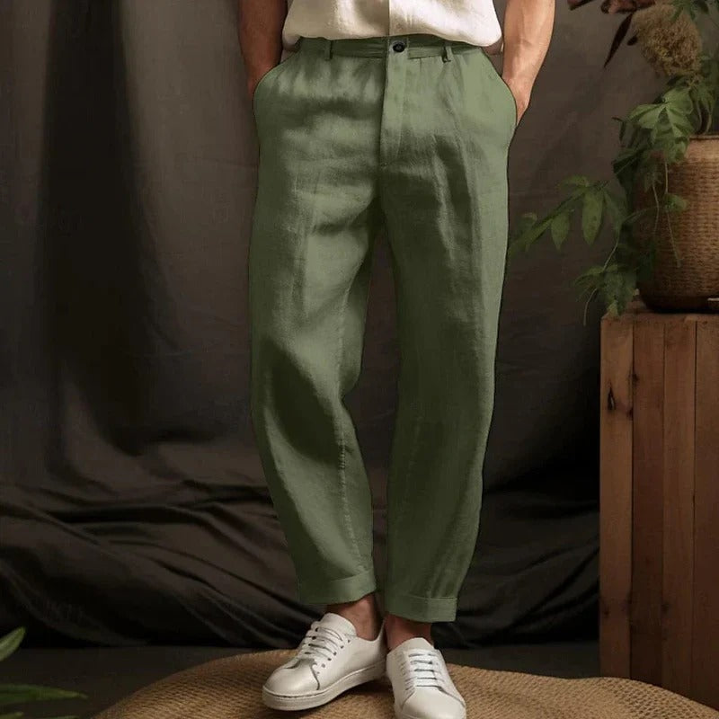 Variant image for Men's Linen Trousers Lightweight Comfortable Fit-17