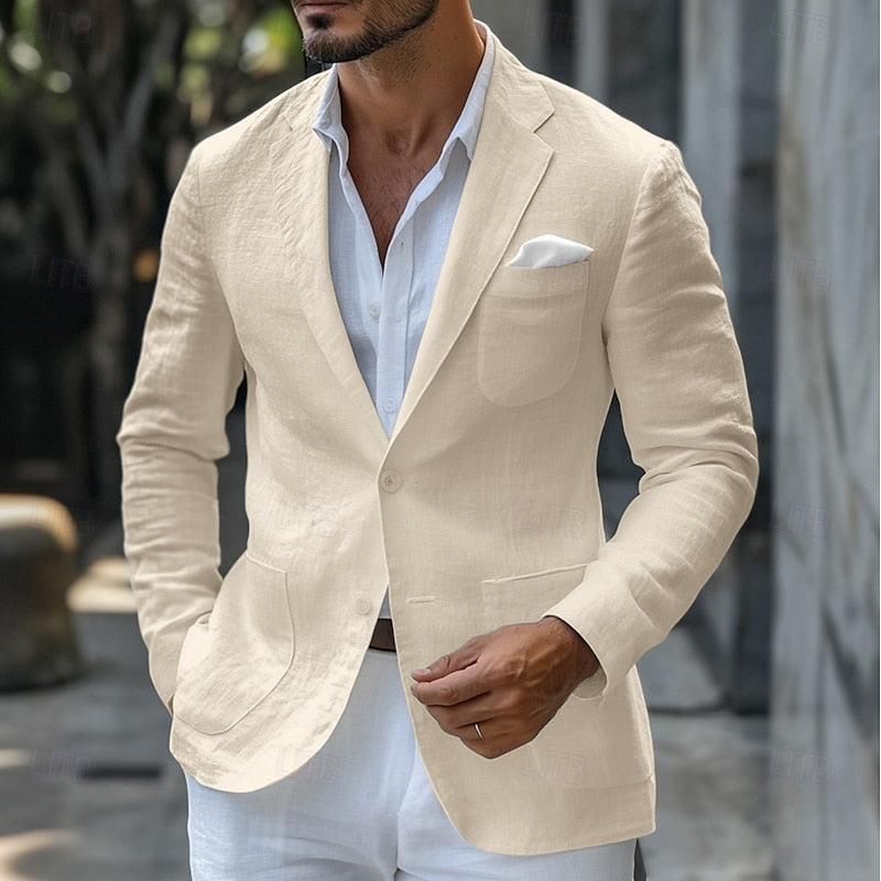 Men's Linen Blazer Jacket-2