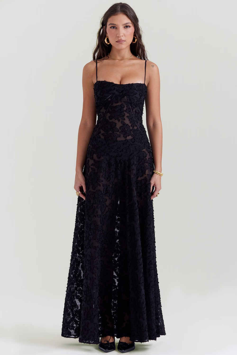 Women's Shimmering Lace Maxi Dress 1