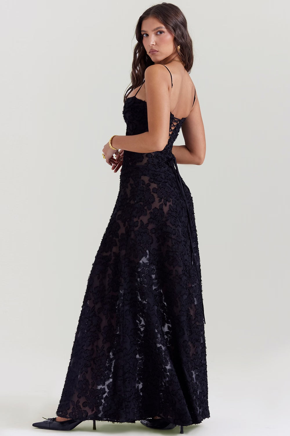 Women's Shimmering Lace Maxi Dress 2