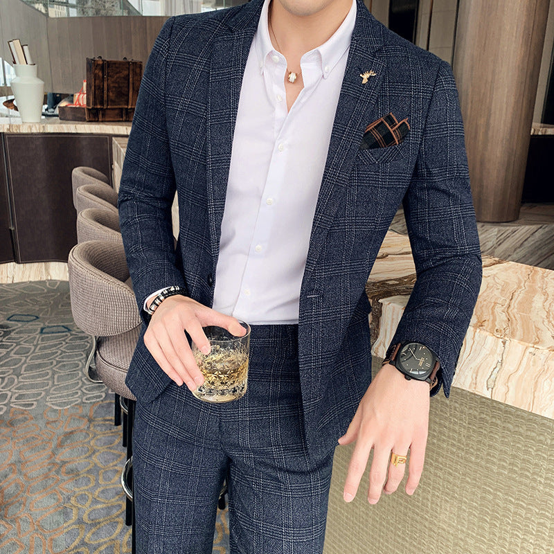 Men's Slim Fit Two-Part Suit with Starred Pattern 2