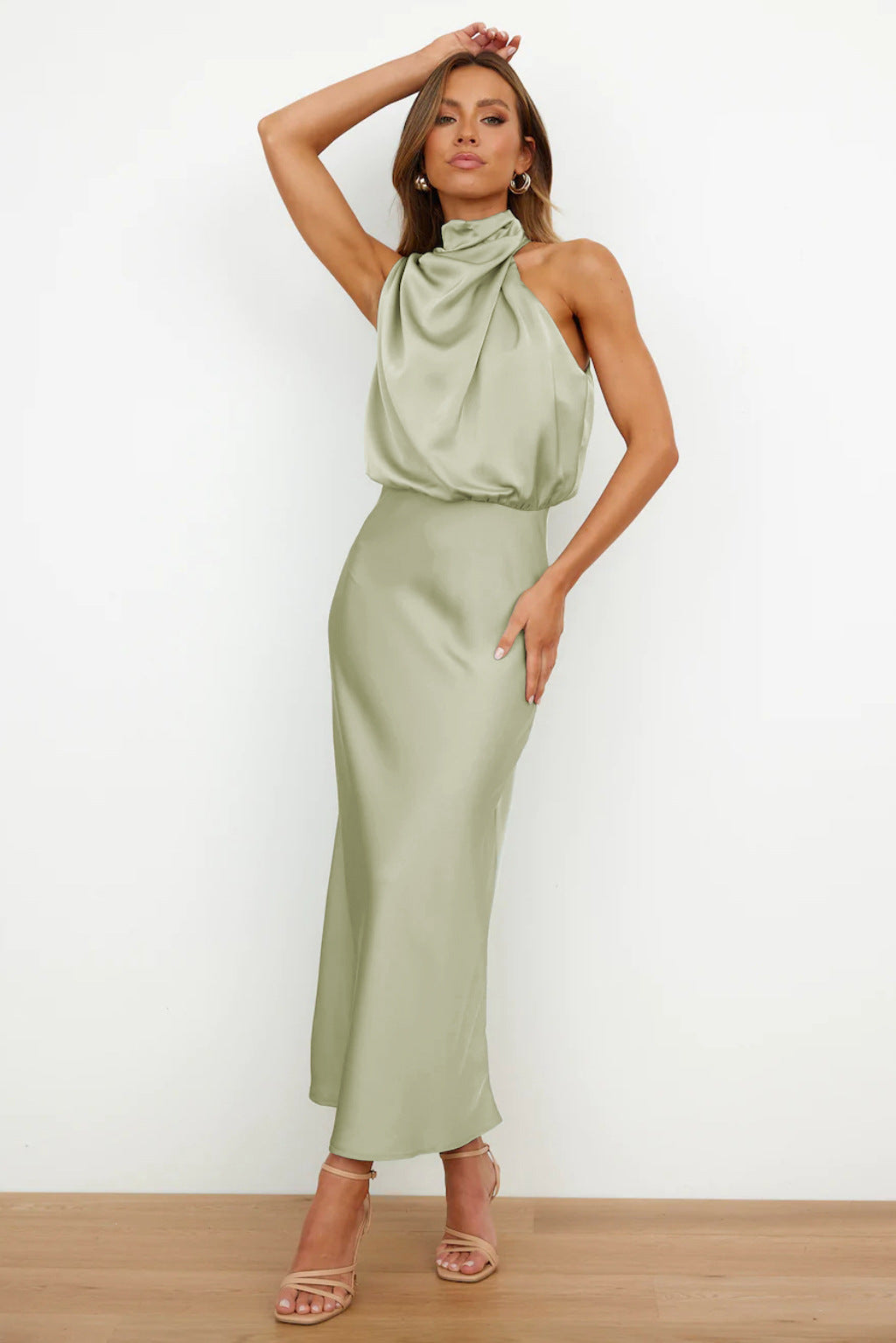 Women's Satin Maxi Dress-2