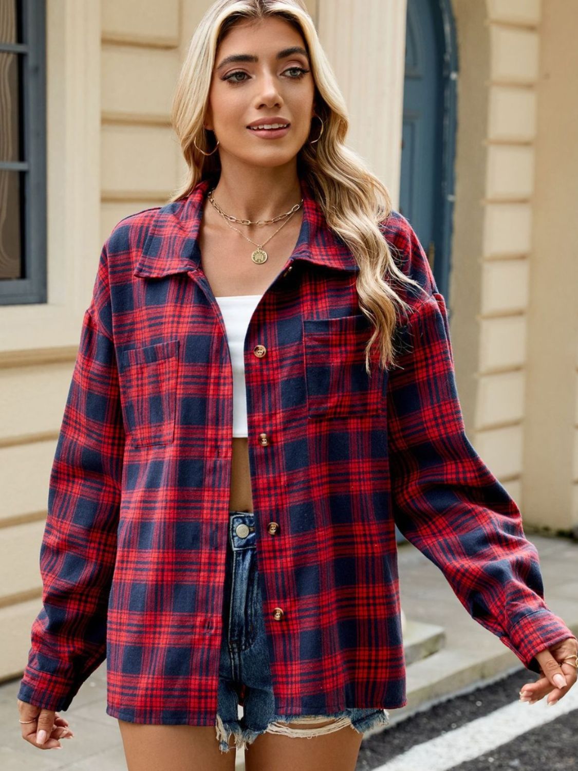 Variant image for Women's Cotton Checkered Shirt Long Sleeve-36
