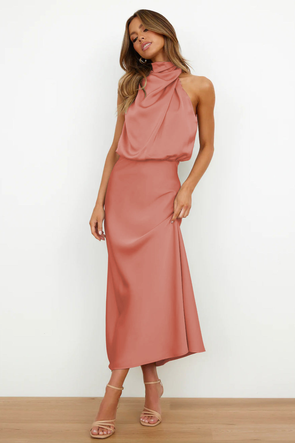 Women's Satin Maxi Dress-4