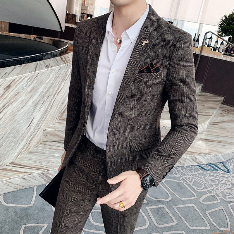 Men's Slim Fit Two-Part Suit with Starred Pattern 6